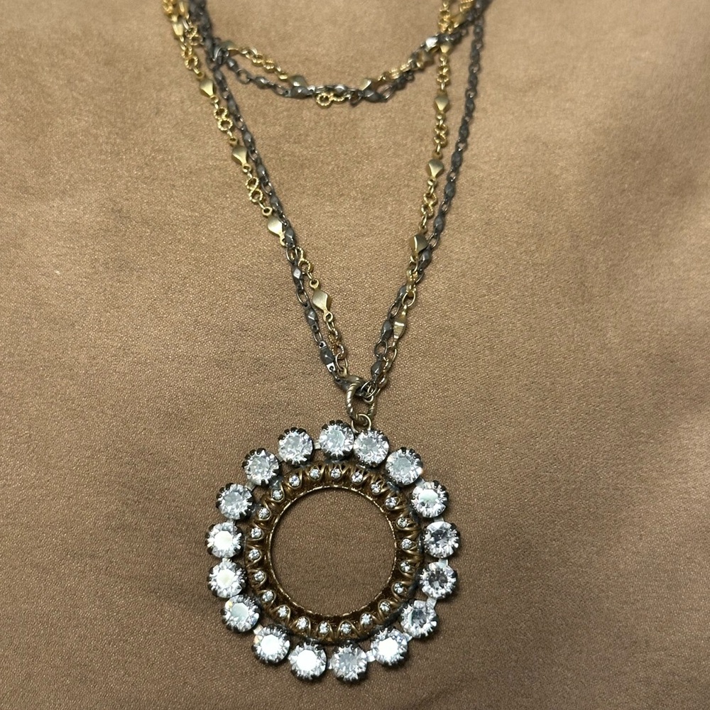 Catherine Popesco Gold and Silver Swarovski Circle Necklace